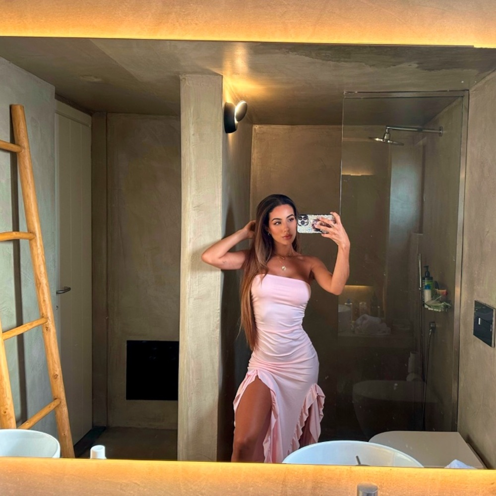 Elegant Pink Strapless Dress